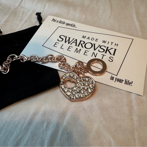 Swarovski Crystal Heart Charm Bracelet - Rose Gold with travel size jewelry box - Picture 3 of 10